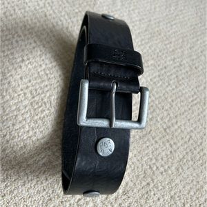 Black Leather Belt with Silver Metal Studs